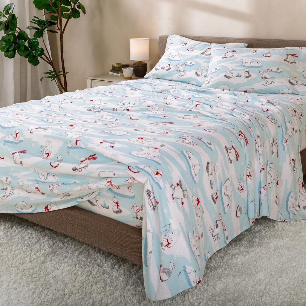 Bed Sheet Set, Cotton Flannel Prints for Master Bedrooms, Guest Beds and Daily Use, 7 Sizes and 30 Colors image 171