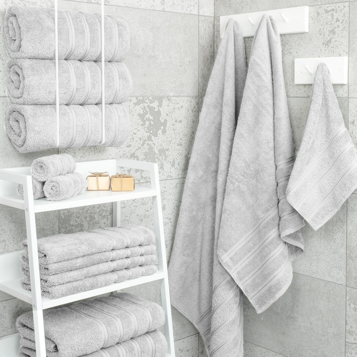 Bath Towel Set, 100% Cotton Turkish Towels for Bathroom, 4 for Home Bathrooms and Everyday Care, 21 Color Options image 173