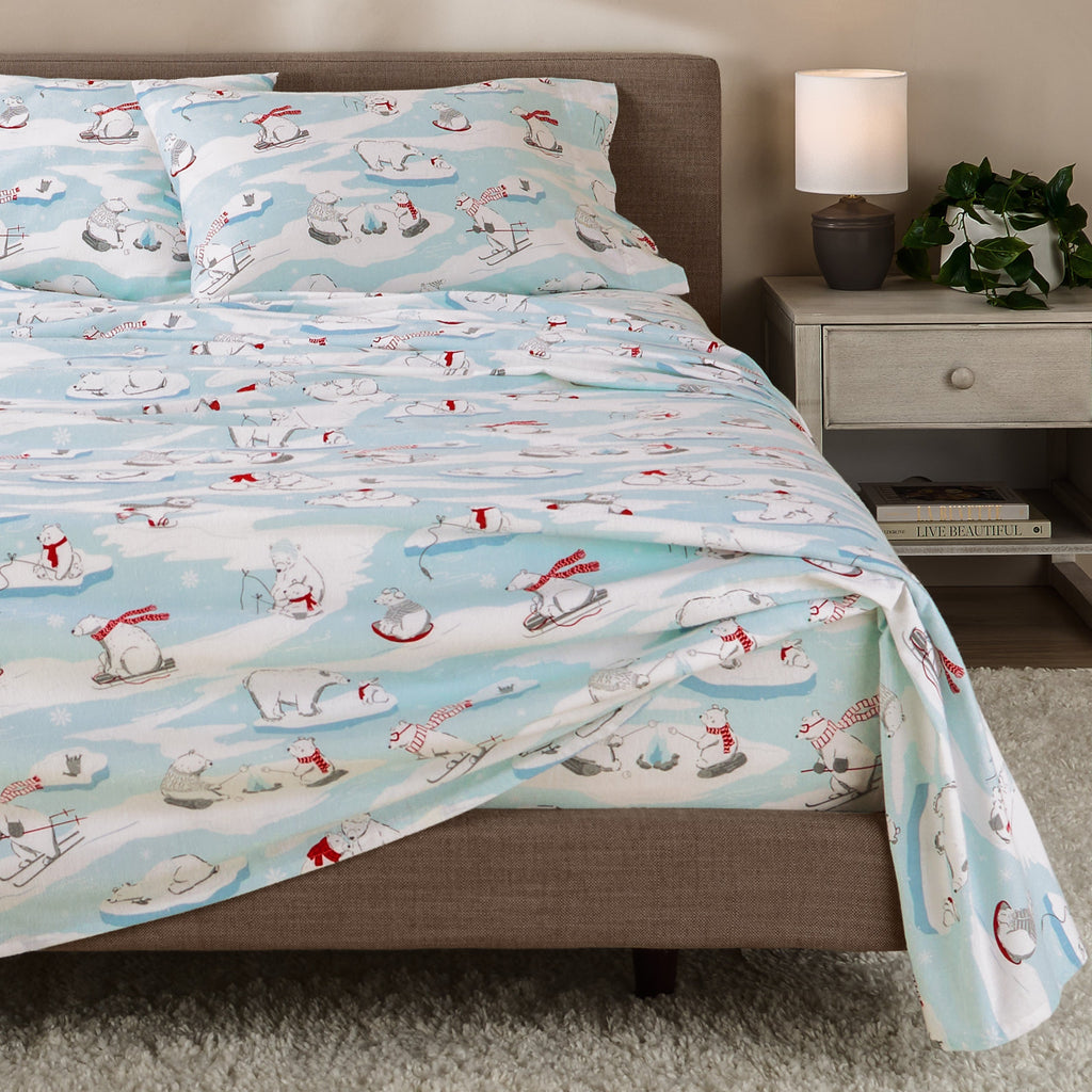 Bed Sheet Set, Cotton Flannel Prints for Master Bedrooms, Guest Beds and Daily Use, 7 Sizes and 30 Colors image 173