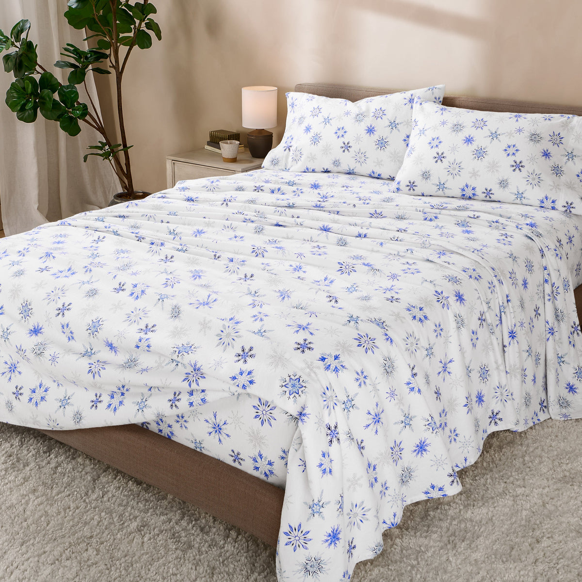 Bed Sheet Set, Cotton Flannel Prints for Master Bedrooms, Guest Beds and Daily Use, 7 Sizes and 30 Colors image 182