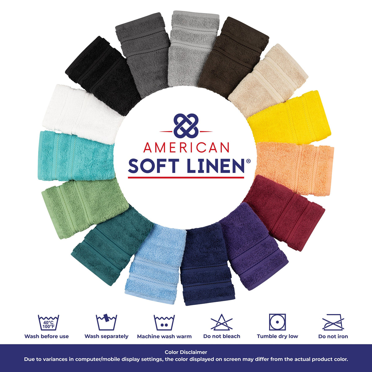 Bath Towel Set, 100% Cotton Turkish Towels for Bathroom, 4 for Home Bathrooms and Everyday Care, 21 Color Options image 188