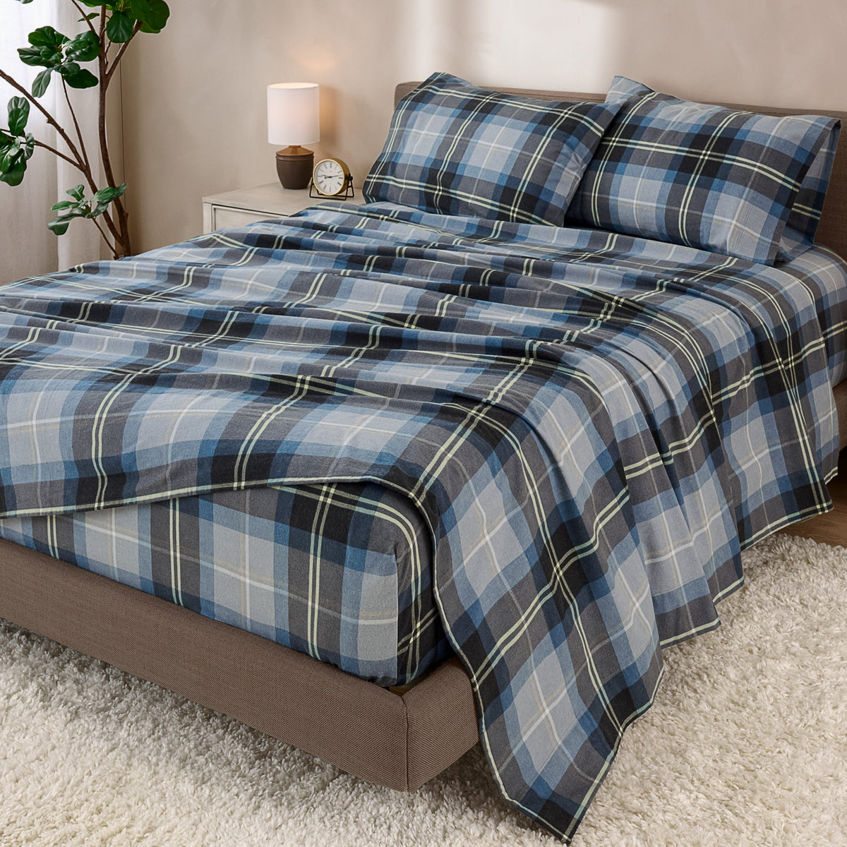 Bed Sheet Set, Cotton Flannel Prints for Master Bedrooms, Guest Beds and Daily Use, 7 Sizes and 30 Colors image 193