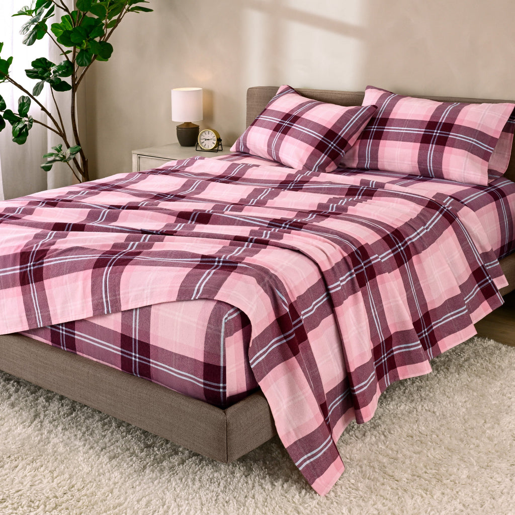 Bed Sheet Set, Cotton Flannel Prints for Master Bedrooms, Guest Beds and Daily Use, 7 Sizes and 30 Colors image 195