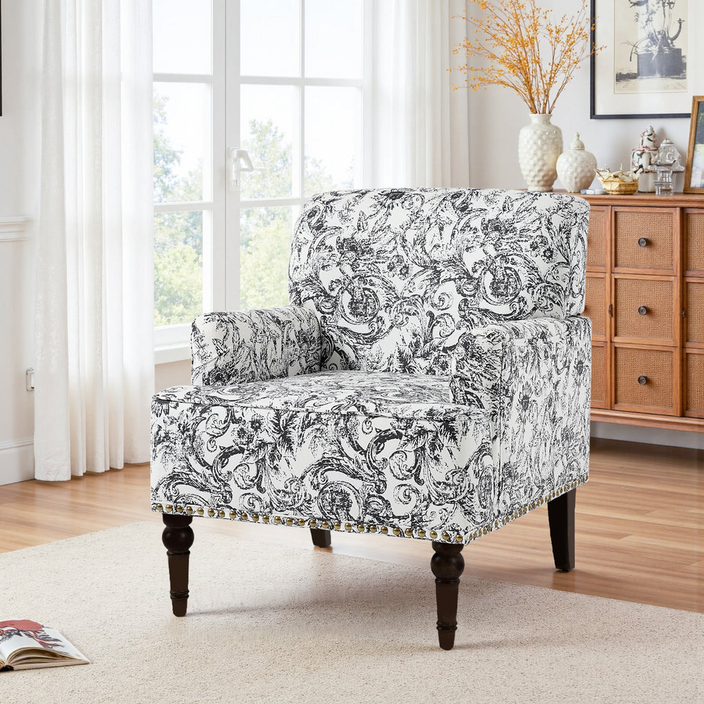 Upholstered Armchair, Pure Linen Upholstery, High-Density Foam for Bedroom Seating, Living Rooms and Home Study Spaces, 13 Color Options image 115
