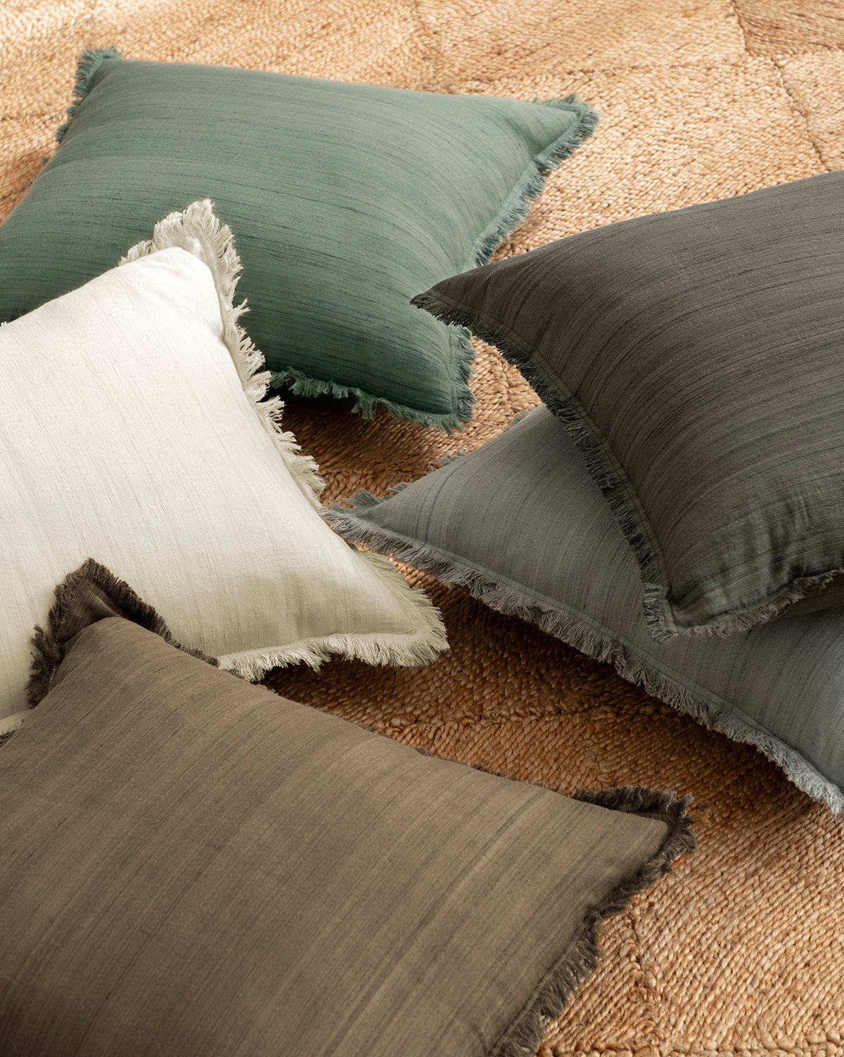 Decorative Pillow Cover, Abbey Silk Fringe for Bedroom Styling and Living Room Decor, 5 Color Options image 4