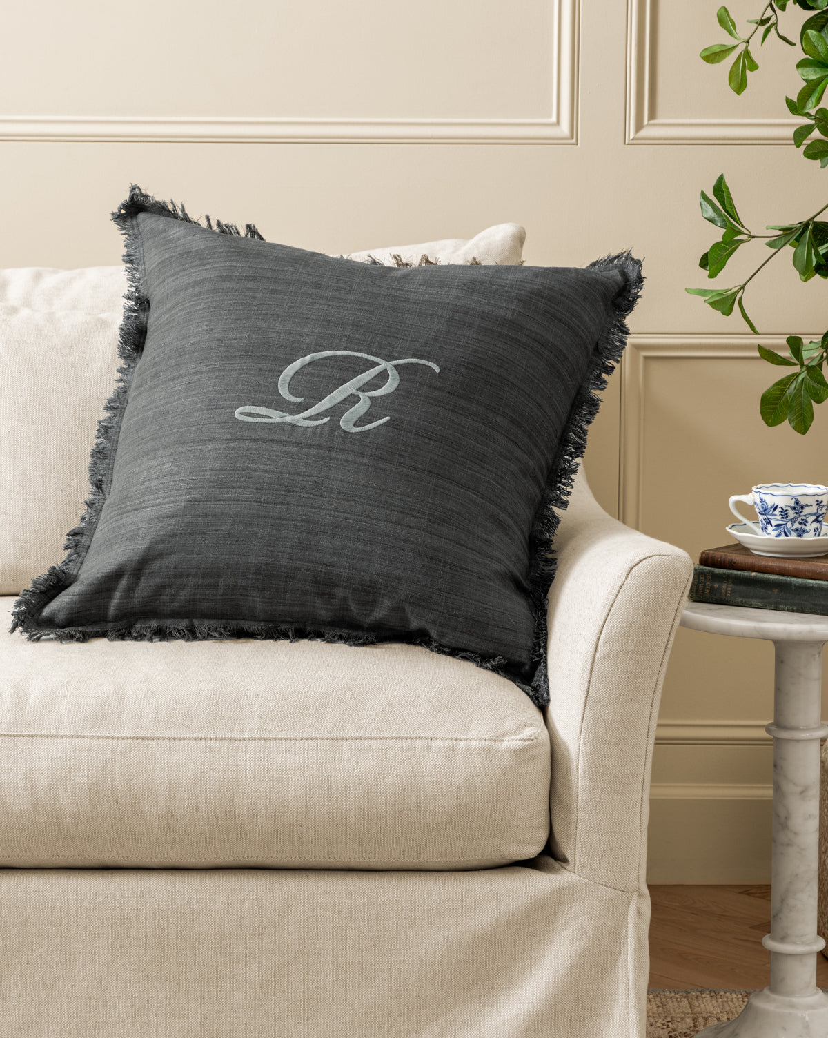 Decorative Pillow Cover, Abbey Silk Fringe for Bedroom Styling and Living Room Decor, 5 Color Options image 1