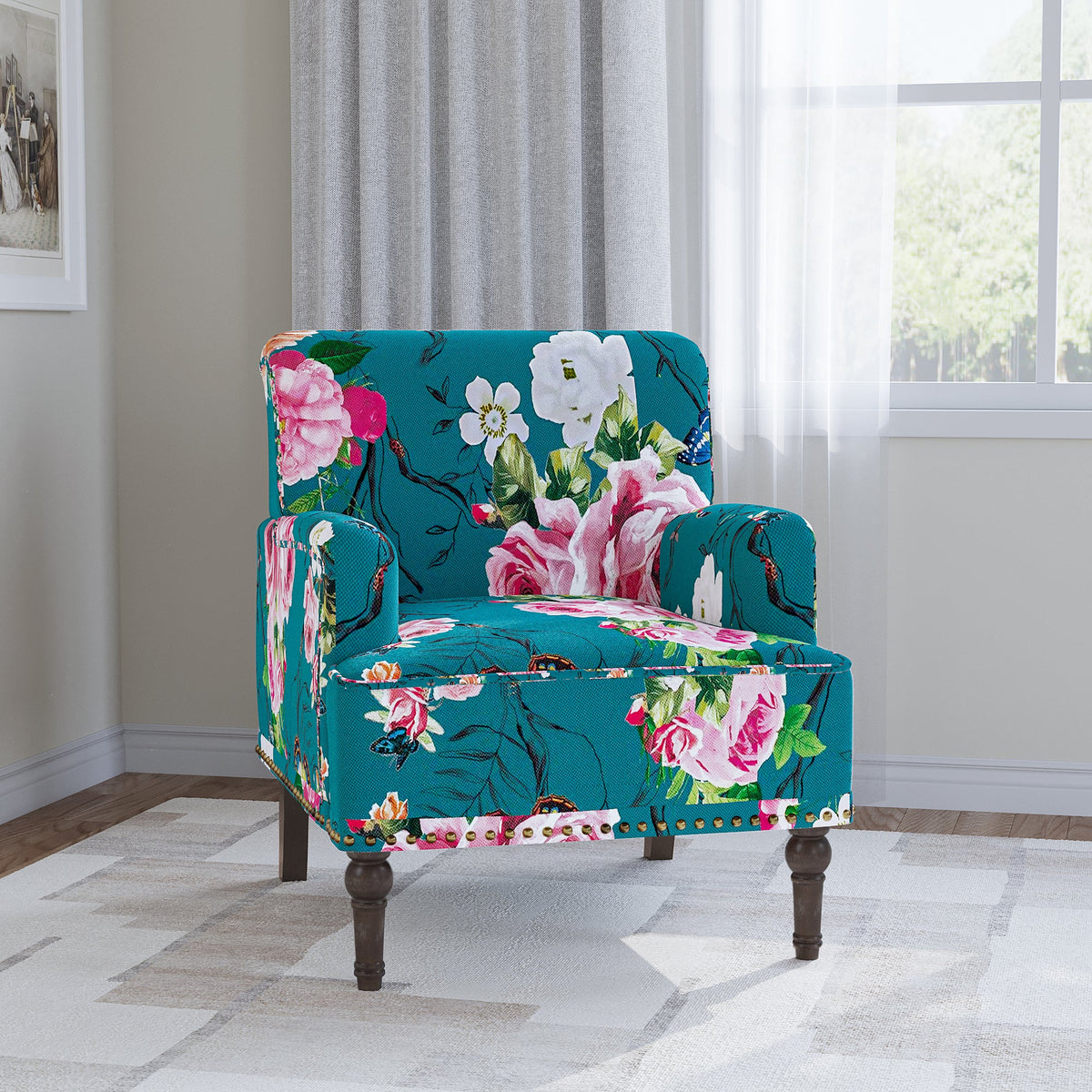 Upholstered Armchair, Pure Linen Upholstery, High-Density Foam for Bedroom Seating, Living Rooms and Home Study Spaces, 13 Color Options image 47