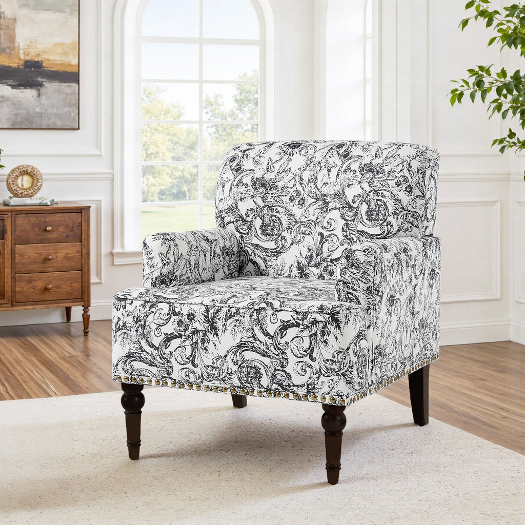 Upholstered Armchair, Pure Linen Upholstery, High-Density Foam for Bedroom Seating, Living Rooms and Home Study Spaces, 13 Color Options image 117