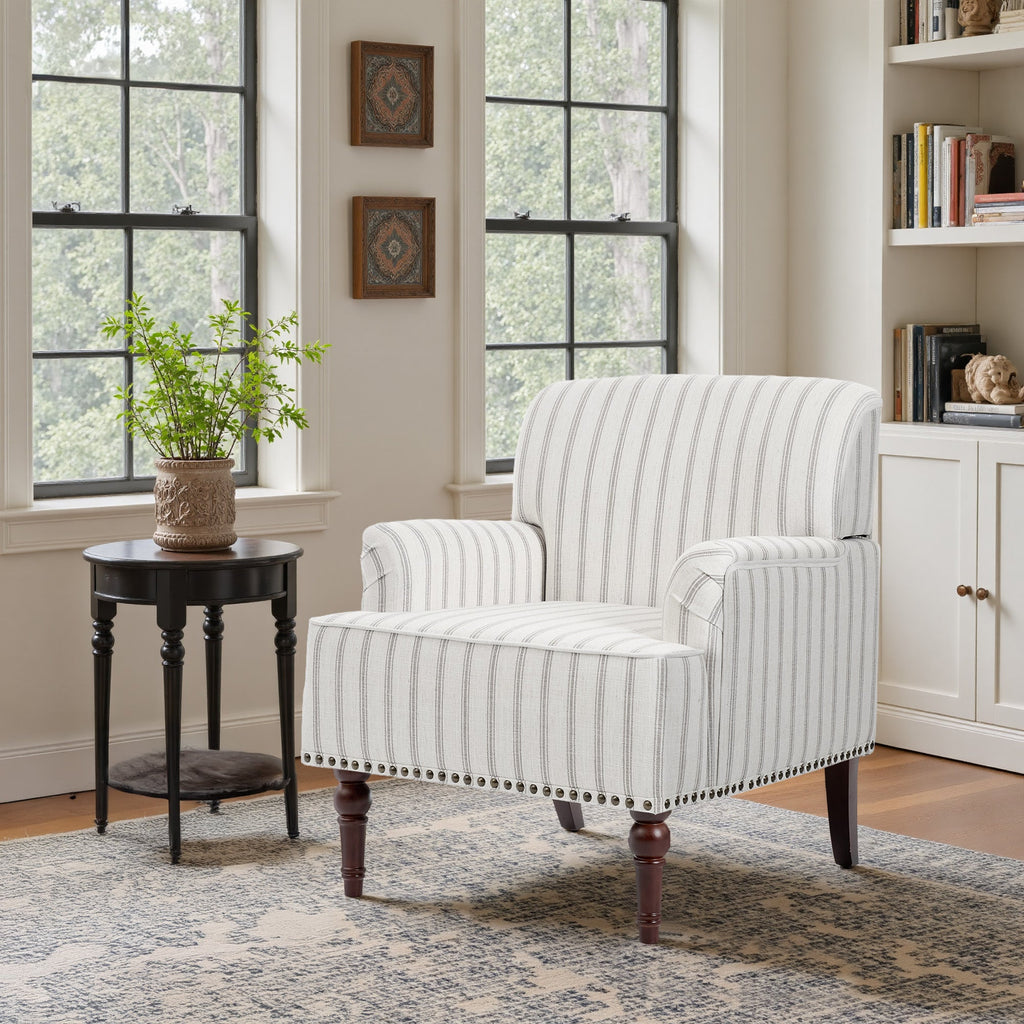 Upholstered Armchair, Pure Linen Upholstery, High-Density Foam for Bedroom Seating, Living Rooms and Home Study Spaces, 13 Color Options image 63