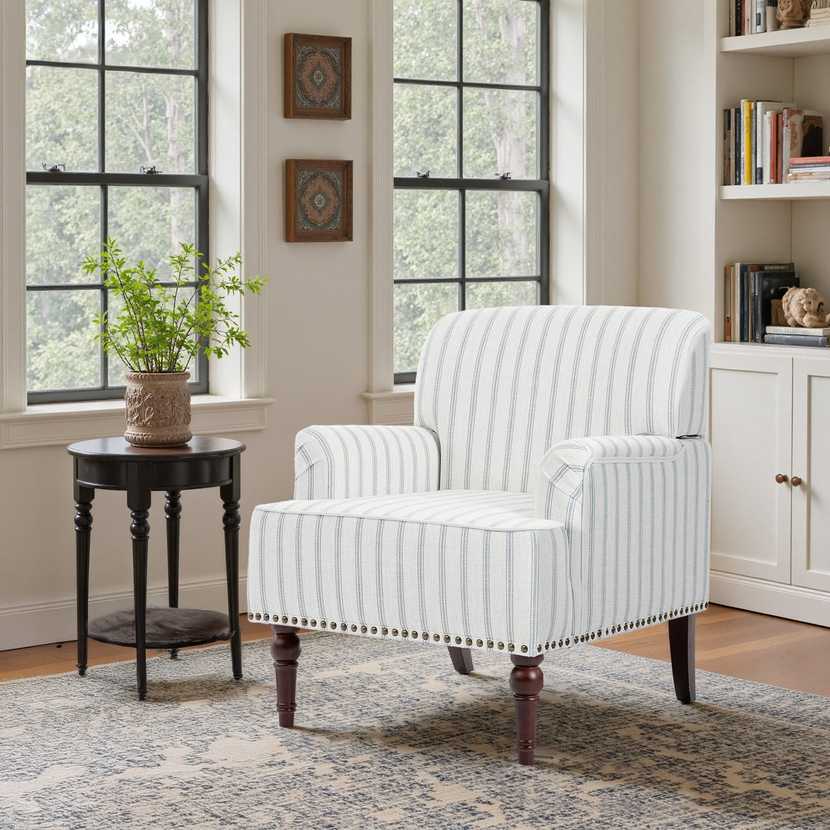 Upholstered Armchair, Pure Linen Upholstery, High-Density Foam for Bedroom Seating, Living Rooms and Home Study Spaces, 13 Color Options image 70