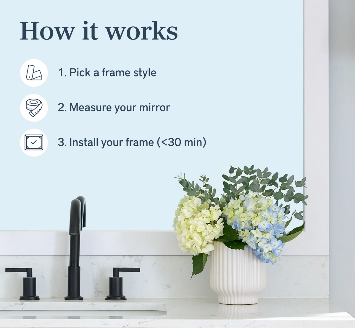 Mirror Frame Kit, Highline Paintable Slim, MDF Construction for Bathroom Vanity Mirrors and Home Mirror Framing, 12 Size Options image 4