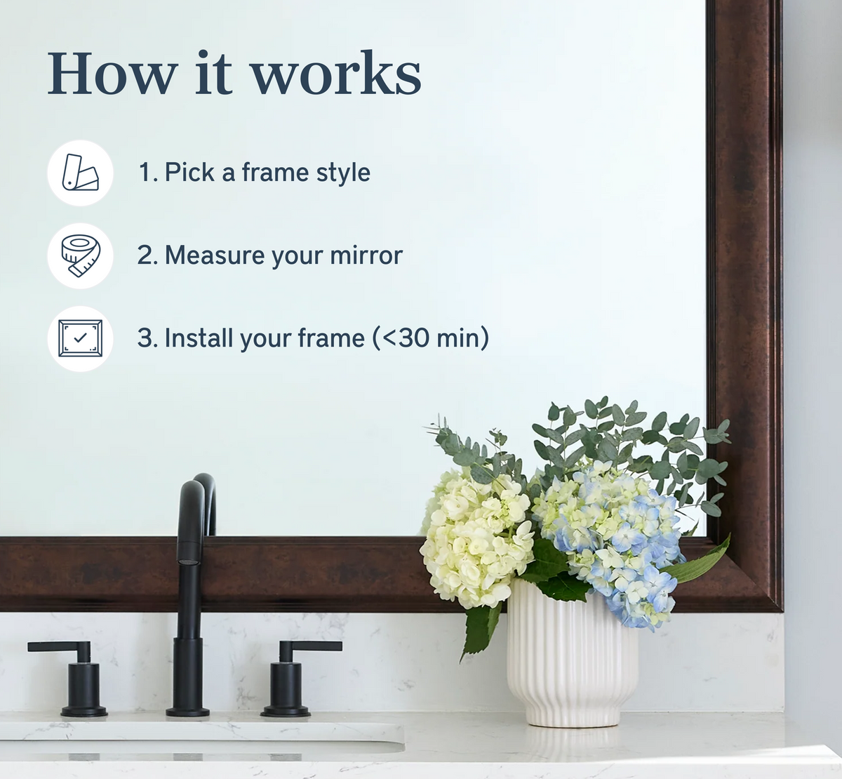 Mirror Frame Kit, Pemaquid Dark Bronze, MDF Construction for Bathroom Vanity Mirrors and Home Mirror Framing, 12 Size Options image 2