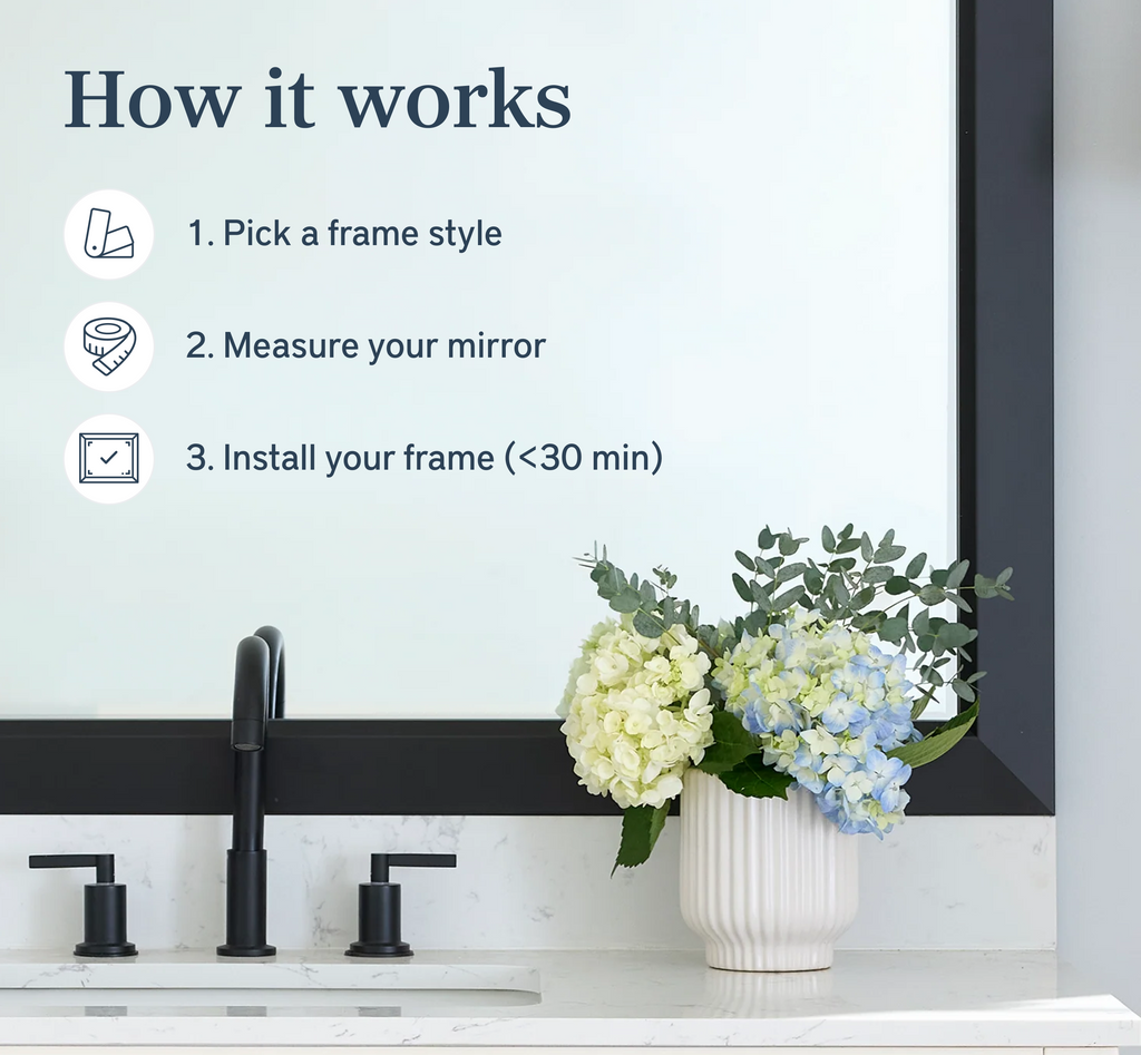 Mirror Frame Kit, Soho Matte Black, MDF Construction for Existing Wall-Mounted Mirrors and Bathroom Refreshes, 12 Size Options image 2