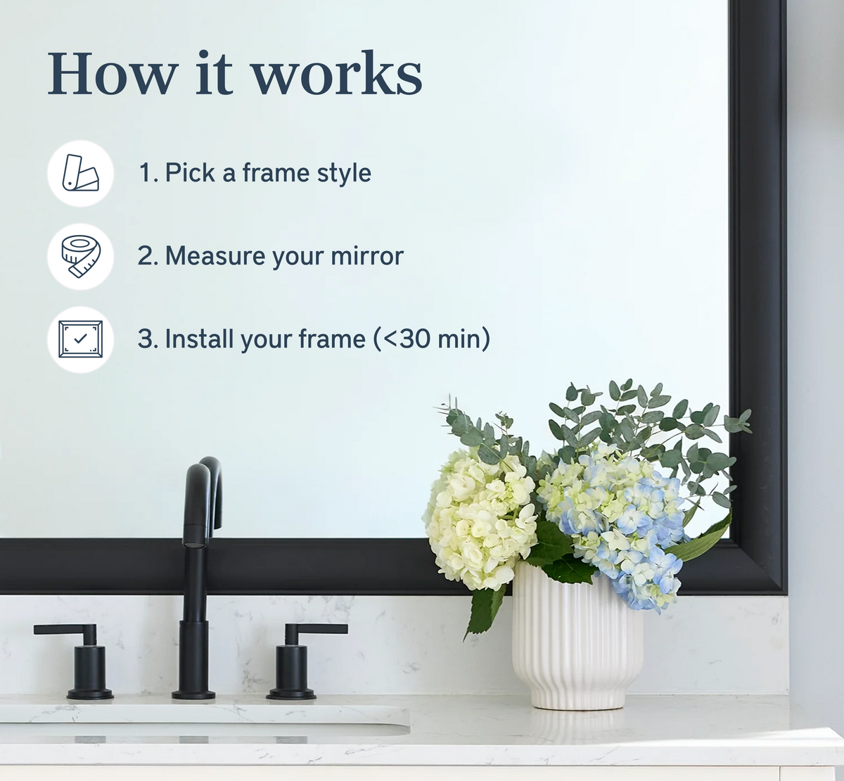 Mirror Frame Kit, Pemaquid Black Slim, MDF Construction for Existing Wall-Mounted Mirrors and Bathroom Refreshes, 12 Size Options image 2