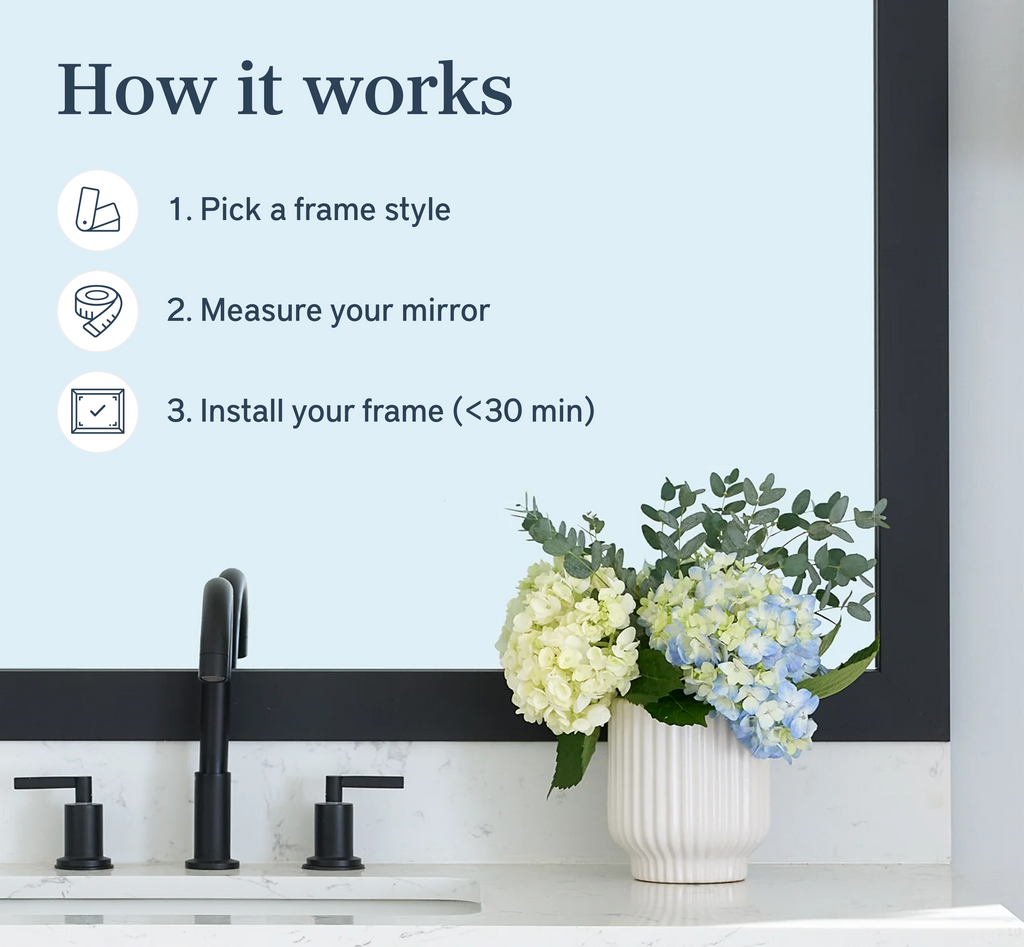 Mirror Frame Kit, Highline Midnight Black Slim, MDF Construction for Bathroom Vanity Mirrors and Home Mirror Framing, 12 Size Options image 5
