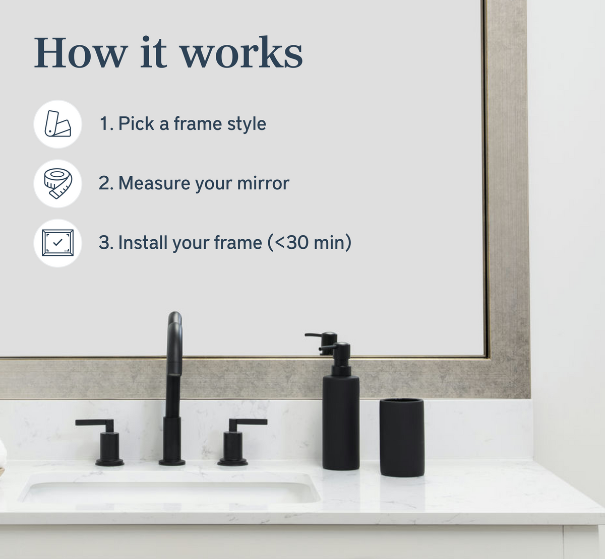 Mirror Frame Kit, French Quarter Vintage Platinum, MDF Construction for Existing Wall-Mounted Mirrors and Bathroom Refreshes image 3