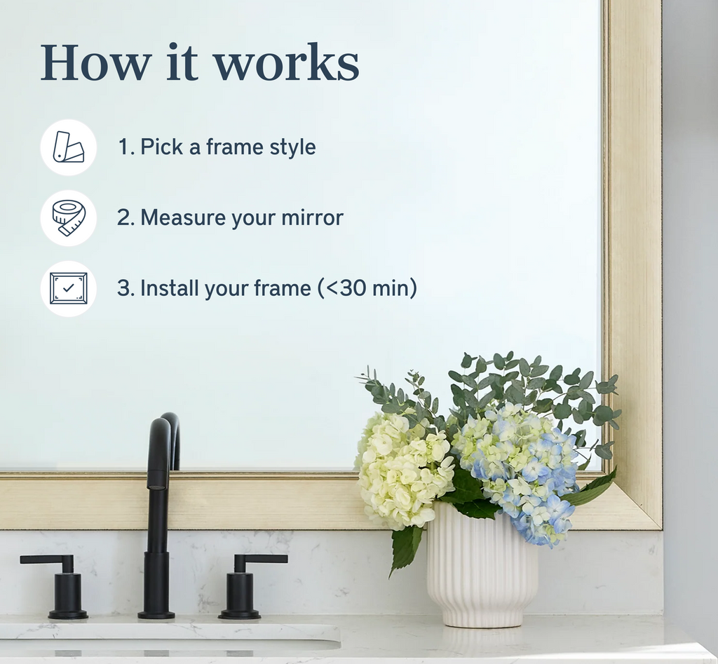 Mirror Frame Kit, Solana Modern Gold, MDF Construction for Existing Wall-Mounted Mirrors and Bathroom Refreshes, 12 Size Options image 2