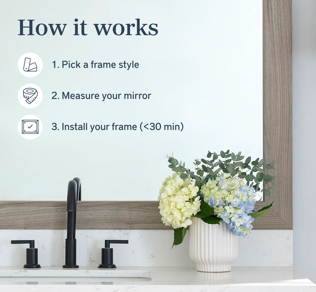 Mirror Frame Kit, Cherokee Weathered Grey, MDF Construction for Bathroom Vanity Mirrors and Home Mirror Framing, 12 Size Options image 4