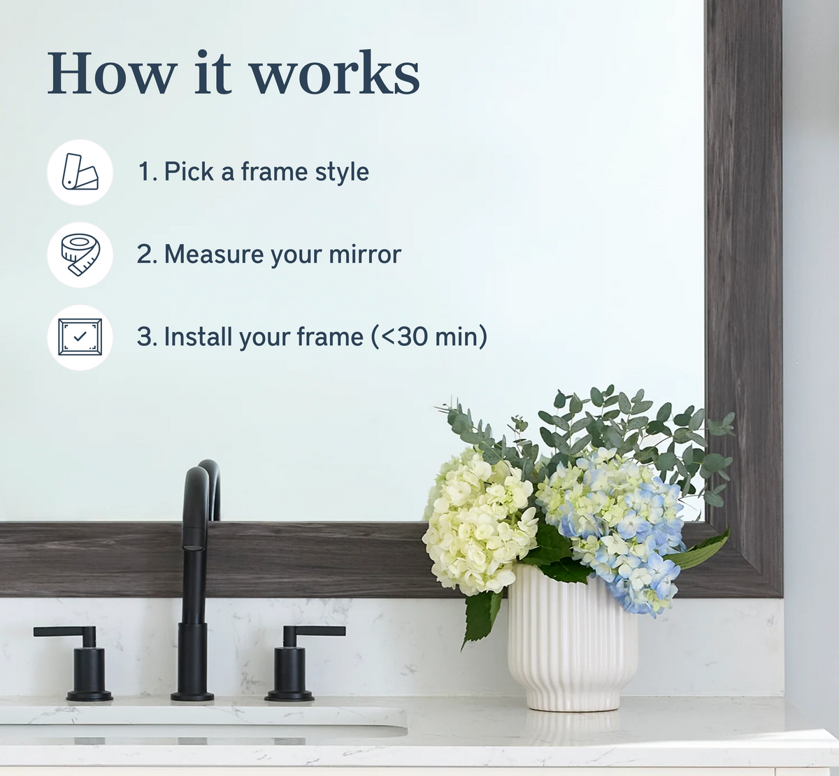 Mirror Frame Kit, Cherokee Montauk Driftwood, MDF Construction for Bathroom Vanity Mirrors and Home Mirror Framing, 12 Size Options image 2