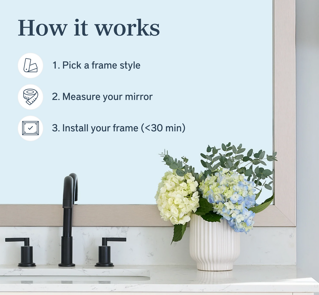 Mirror Frame Kit, Highline Satin Nickel Slim, MDF Construction for Bathroom Vanity Mirrors and Home Mirror Framing, 12 Size Options image 6