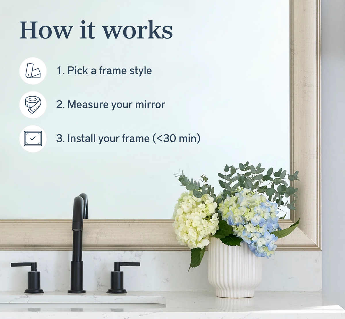 Mirror Frame Kit, Pemaquid Old World Silver, MDF Construction for Existing Wall-Mounted Mirrors and Bathroom Refreshes, 12 Size Options image 2
