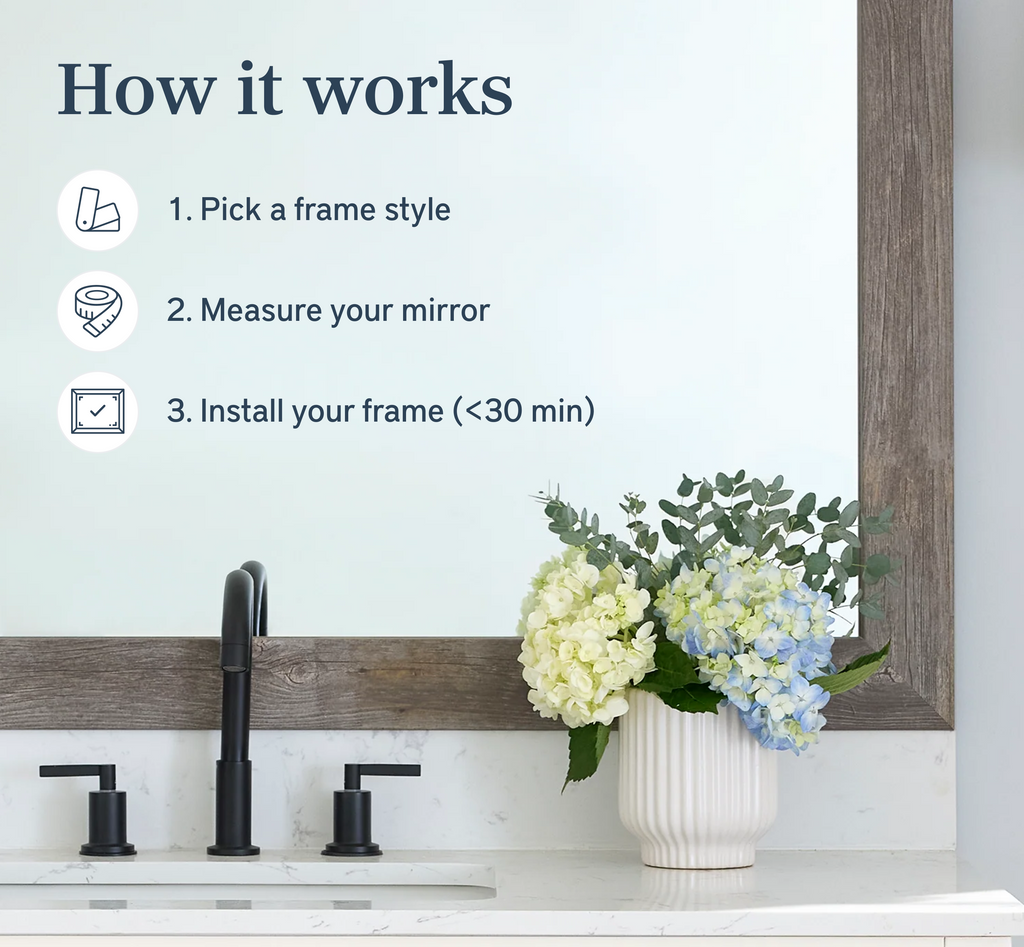 Mirror Frame Kit, Cherokee Old Vermont Grey, MDF Construction for Bathroom Vanity Mirrors and Home Mirror Framing, 12 Size Options image 2