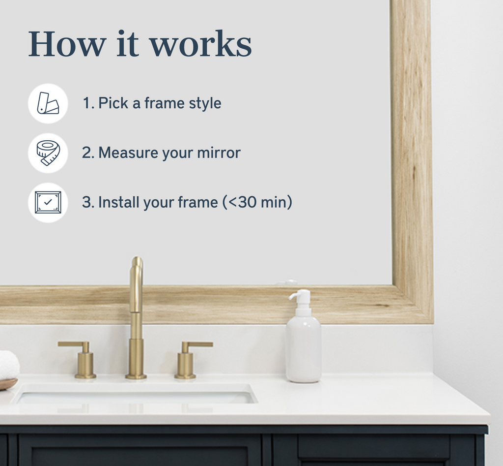 Mirror Frame Kit, Cherokee Montauk Sand, MDF Construction for Existing Wall-Mounted Mirrors and Bathroom Refreshes, 12 Size Options image 2