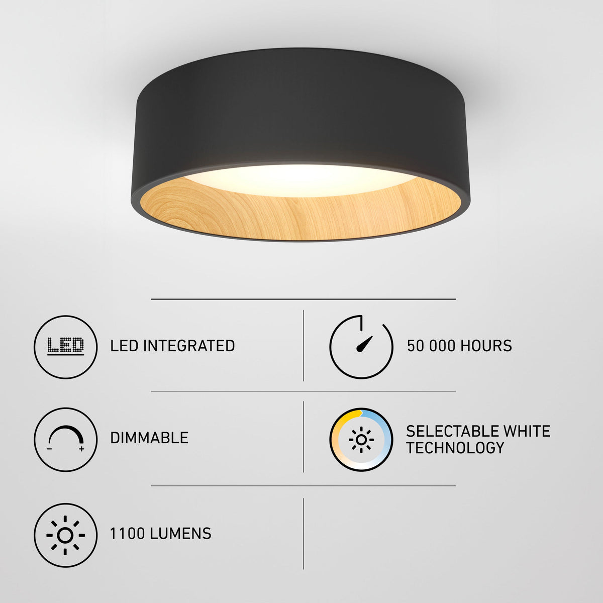 LED Flush Mount Ceiling Light, 13 Inches, 1100 Lumens and 3 Color Temperature Settings for Bedrooms, Hallways and Kitchens image 17
