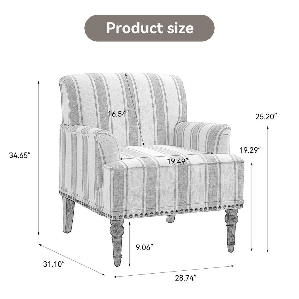 Upholstered Armchair, Pure Linen Upholstery, High-Density Foam for Bedroom Seating, Living Rooms and Home Study Spaces, 13 Color Options image 13