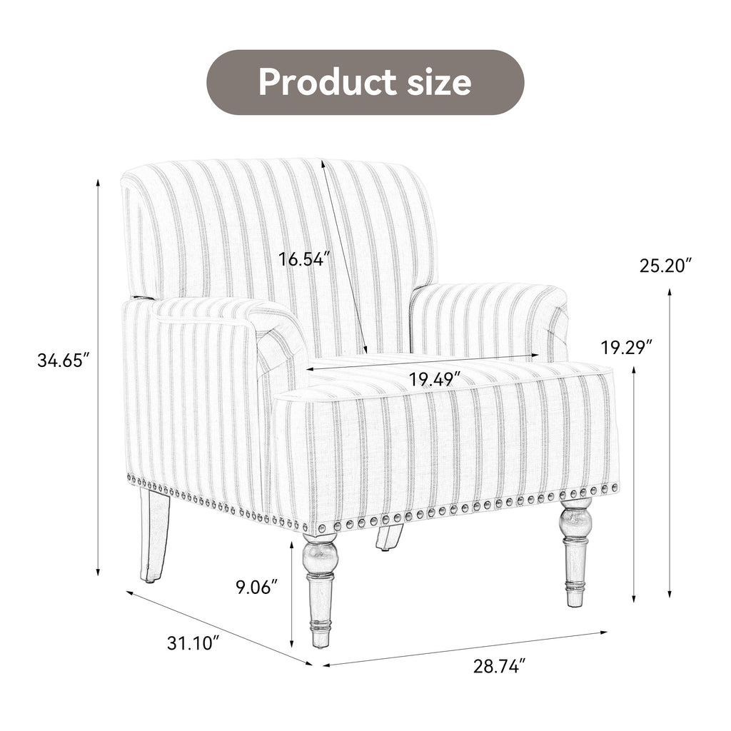 Upholstered Armchair, Pure Linen Upholstery, High-Density Foam for Bedroom Seating, Living Rooms and Home Study Spaces, 13 Color Options image 56