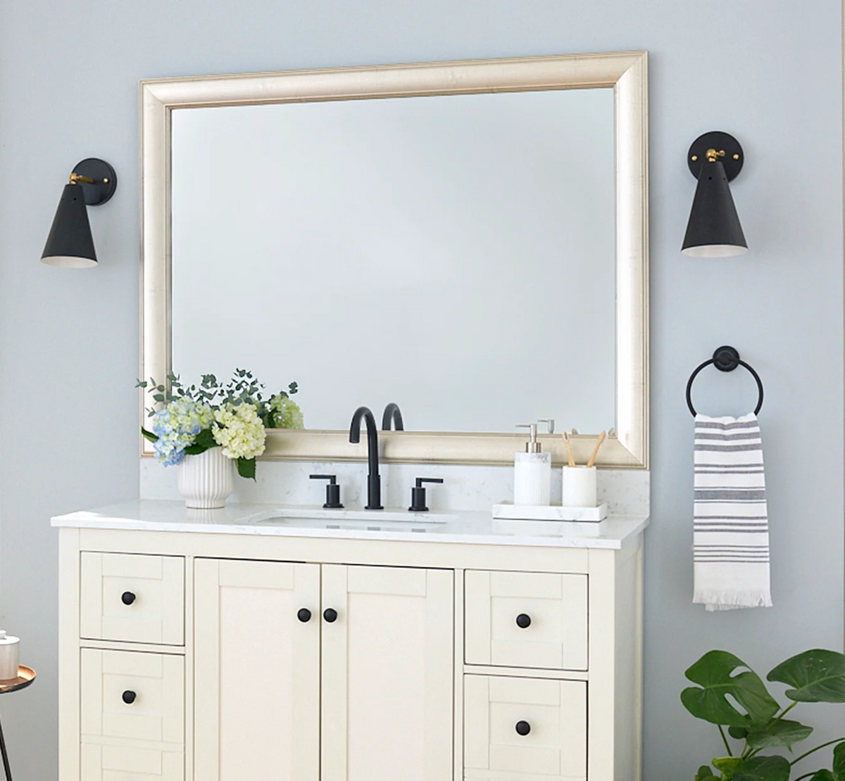 Mirror Frame Kit, Pemaquid Old World Silver, MDF Construction for Existing Wall-Mounted Mirrors and Bathroom Refreshes, 12 Size Options image 3