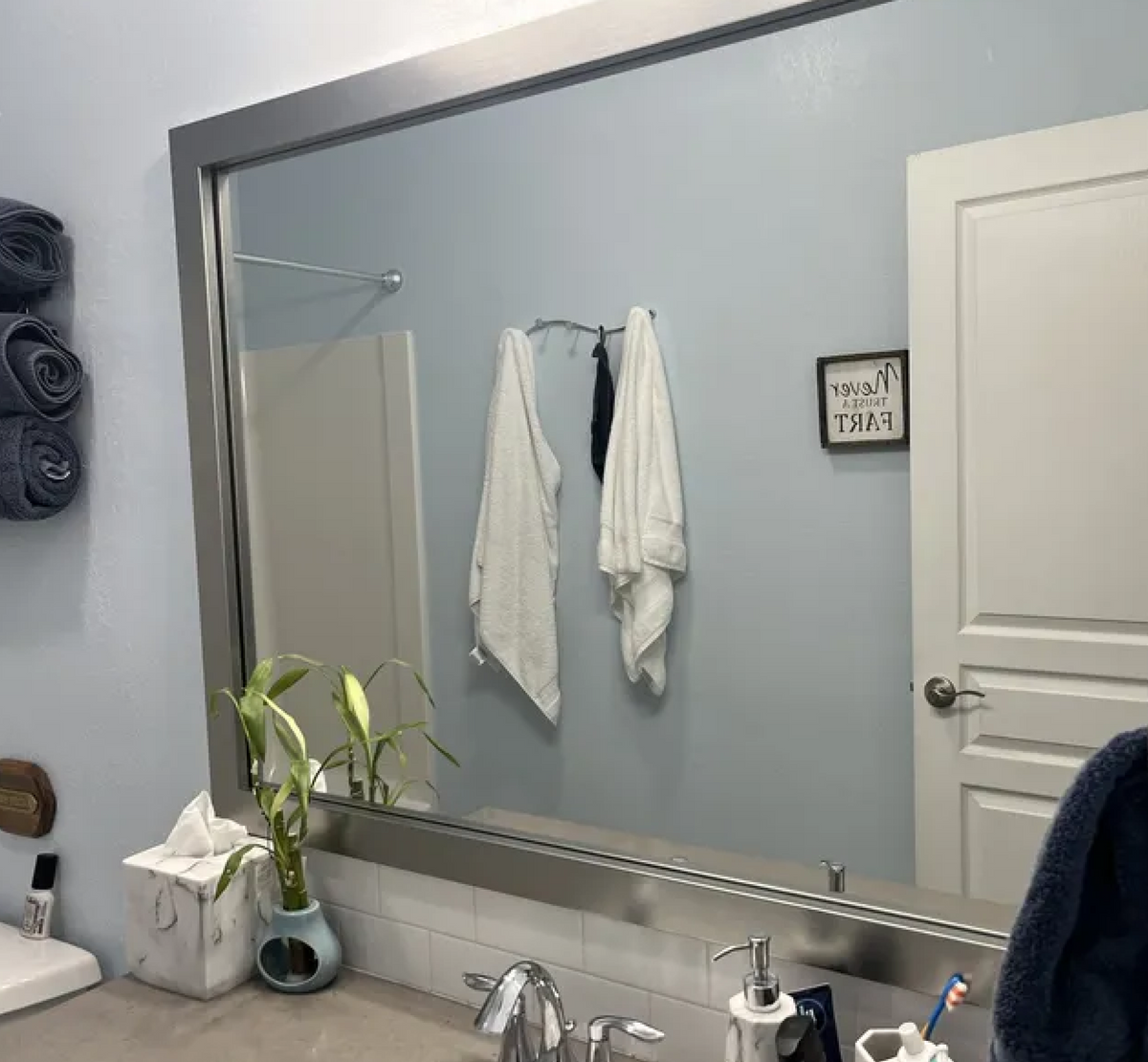 Mirror Frame Kit, Broadway Brushed Chrome, MDF Construction for Bathroom Vanity Mirrors and Home Mirror Framing, 12 Size Options image 6