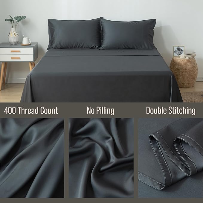 Flat Sheet, Cooling Bamboo, Hypoallergenic Comfort for Bedroom Comfort, Bed Layering and Everyday Sleep, 3 Sizes and 9 Colors image 10