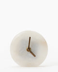 Table Clock, Round Solid Alabaster with Brass-Finish Stainless Steel Hands for Decorative Tabletop Time Display image 2