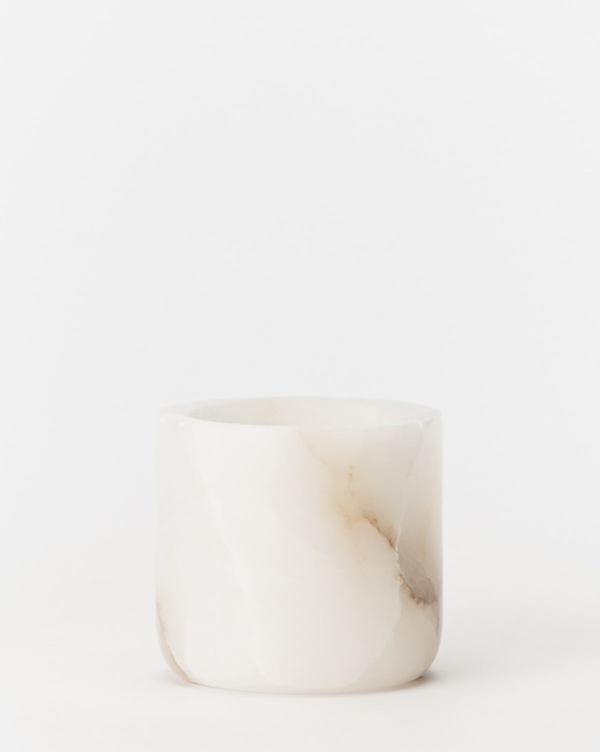 Tealight Candle Holder, White Alabaster with Beige Marbling and Soft Edges for Decorative Tabletop Candle Displays image 3