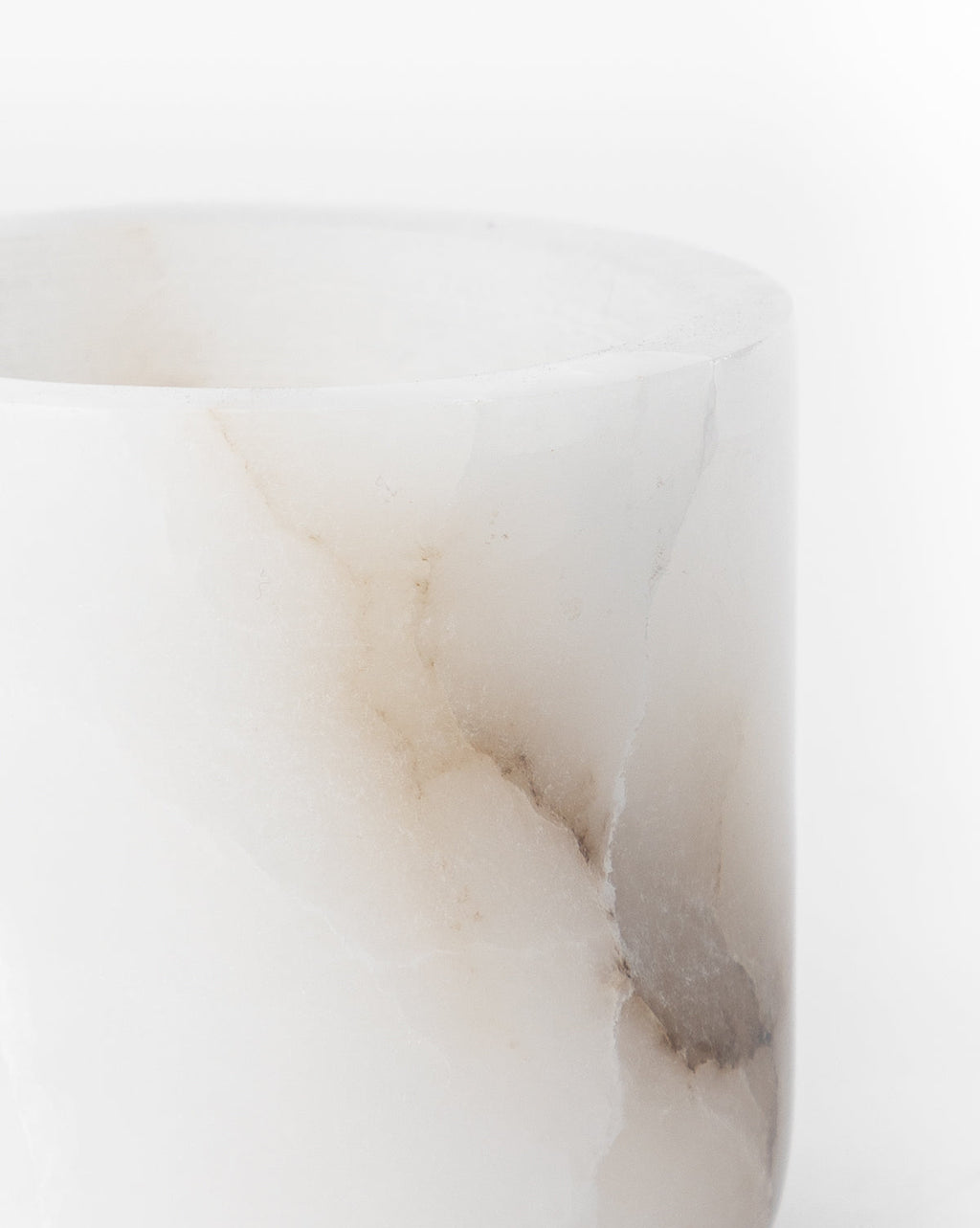 Tealight Candle Holder, White Alabaster with Beige Marbling and Soft Edges for Decorative Tabletop Candle Displays image 4