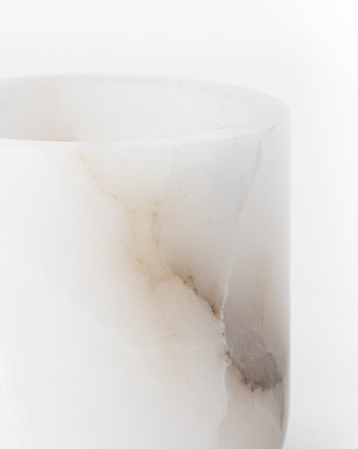 Tealight Candle Holder, White Alabaster with Beige Marbling and Soft Edges for Decorative Tabletop Candle Displays image 4