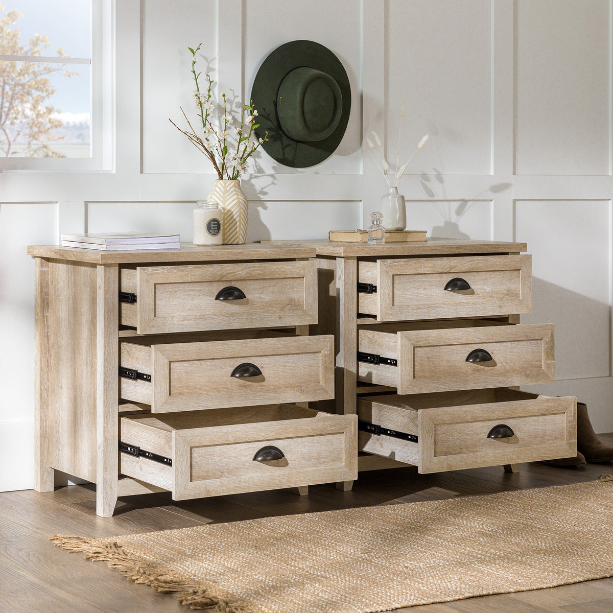 Nightstand, Odette Transitional Farmhouse for Bedside Storage, Bedroom Organization and Guest Rooms, 2 Sizes and 2 Colors image 11