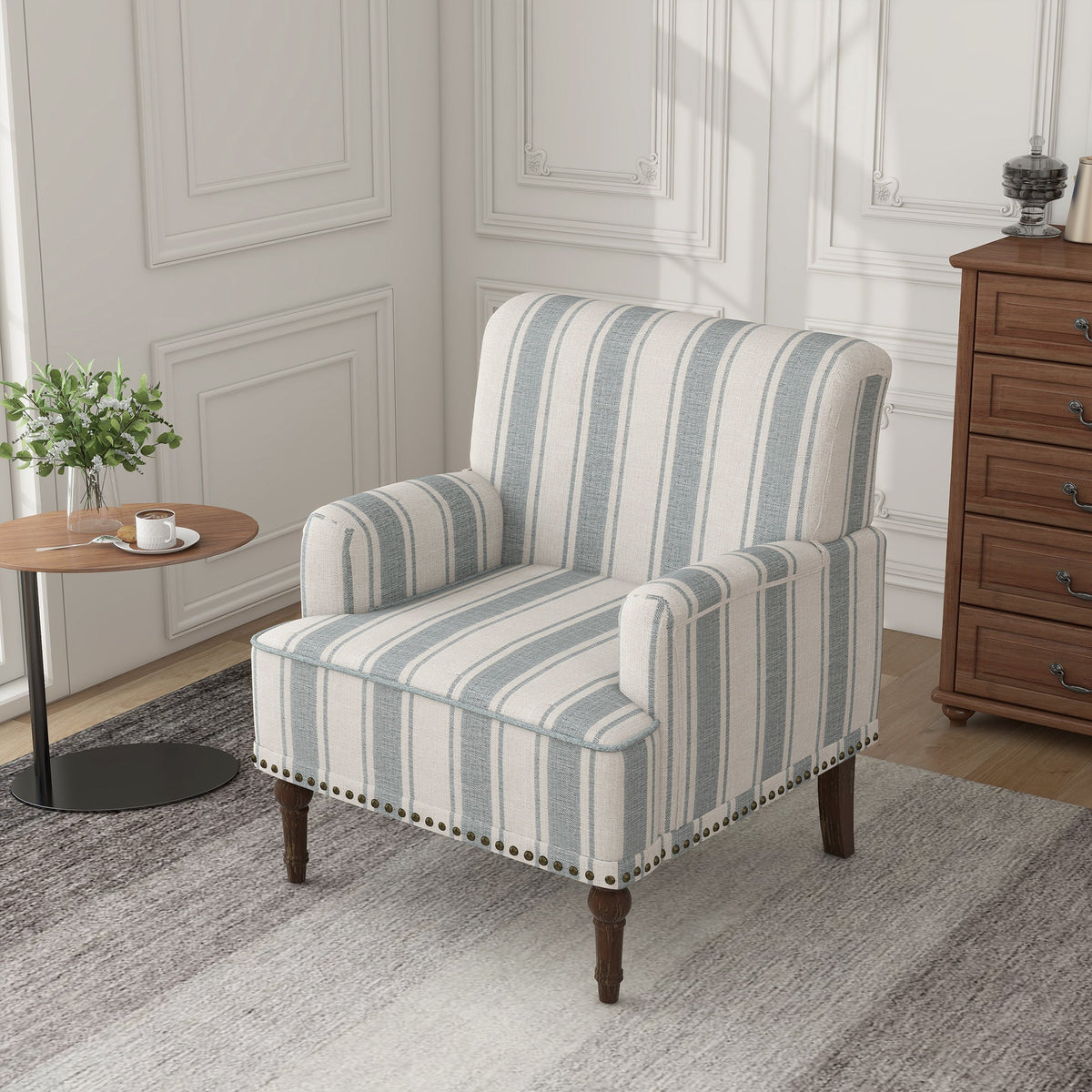 Upholstered Armchair, Pure Linen Upholstery, High-Density Foam for Bedroom Seating, Living Rooms and Home Study Spaces, 13 Color Options image 21