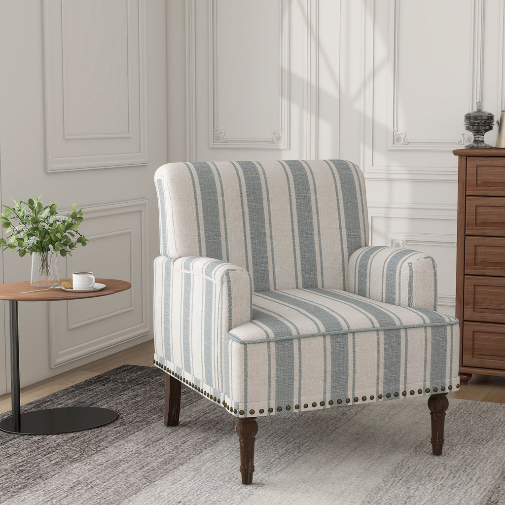 Upholstered Armchair, Pure Linen Upholstery, High-Density Foam for Bedroom Seating, Living Rooms and Home Study Spaces, 13 Color Options image 28