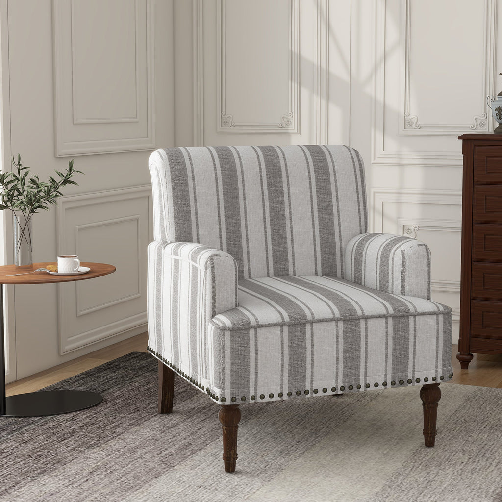 Upholstered Armchair, Pure Linen Upholstery, High-Density Foam for Bedroom Seating, Living Rooms and Home Study Spaces, 13 Color Options image 2