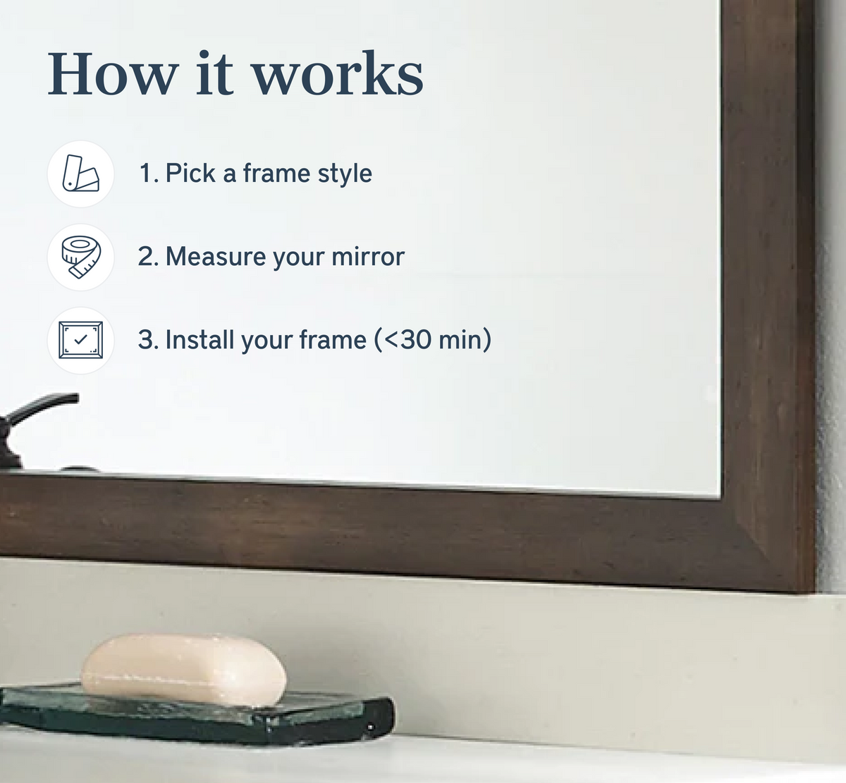 Mirror Frame Kit, Cherokee Mocha Walnut, MDF Construction for Bathroom Vanity Mirrors and Home Mirror Framing, 12 Size Options image 5