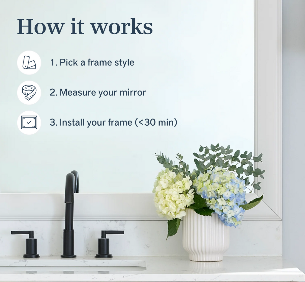 Mirror Frame Kit, Pemaquid Porcelain White, MDF Construction for Existing Wall-Mounted Mirrors and Bathroom Refreshes, 12 Size Options image 2