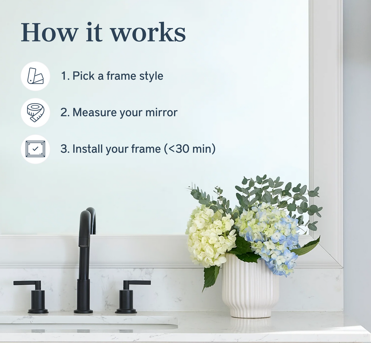 Mirror Frame Kit, Pemaquid Porcelain White, MDF Construction for Existing Wall-Mounted Mirrors and Bathroom Refreshes, 12 Size Options image 2