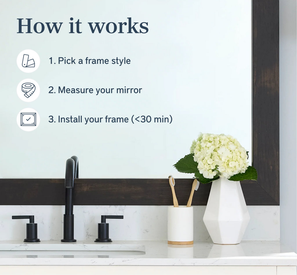 Mirror Frame Kit, Cherokee Espresso Walnut, MDF Construction for Existing Wall-Mounted Mirrors and Bathroom Refreshes, 12 Size Options image 2
