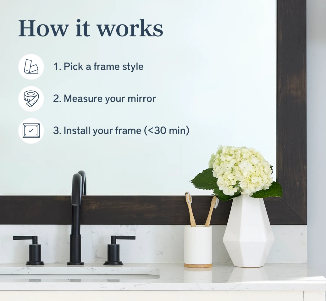 Mirror Frame Kit, Cherokee Espresso Walnut, MDF Construction for Existing Wall-Mounted Mirrors and Bathroom Refreshes, 12 Size Options image 2