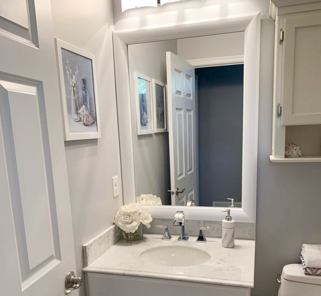 Mirror Frame Kit, Pemaquid Porcelain White, MDF Construction for Existing Wall-Mounted Mirrors and Bathroom Refreshes, 12 Size Options image 8