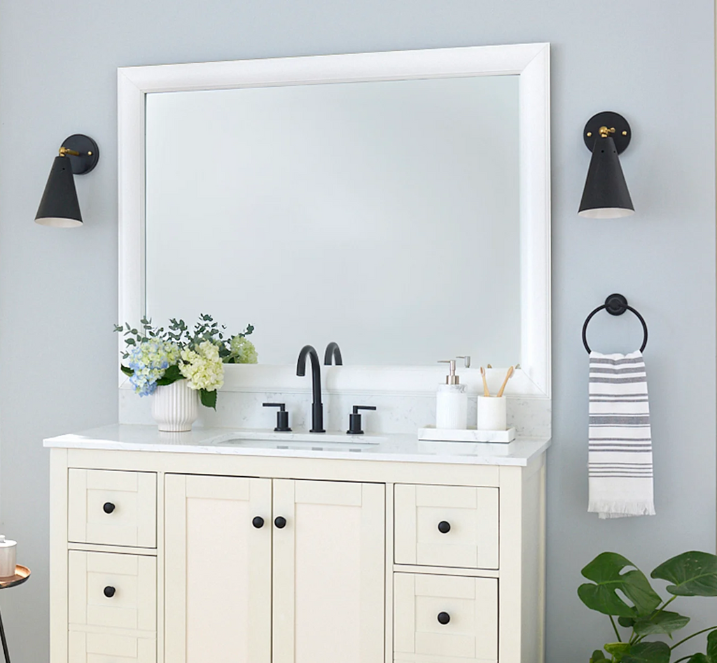 Mirror Frame Kit, Pemaquid Porcelain White, MDF Construction for Existing Wall-Mounted Mirrors and Bathroom Refreshes, 12 Size Options image 4