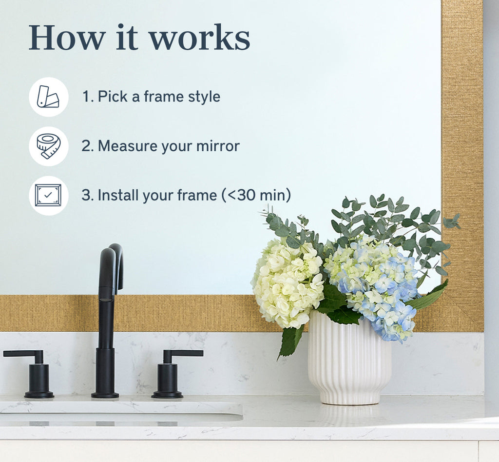 Mirror Frame Kit, Highline Woven Gold Slim, MDF Construction for Existing Wall-Mounted Mirrors and Bathroom Refreshes, 12 Size Options image 6