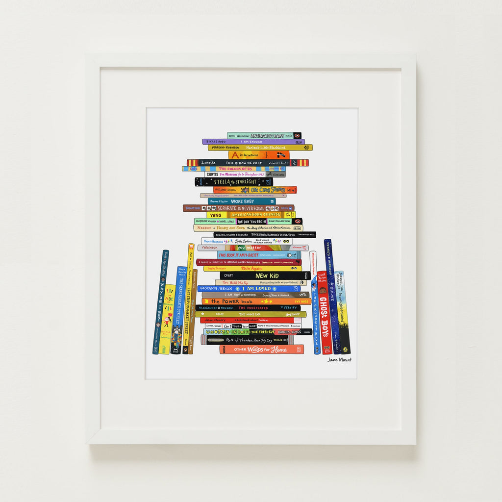 Wall Art Print, Bookshelf Illustration 1163, Archival Pigment Ink on Fine Art Paper for Decorative Book-Themed Displays image 2